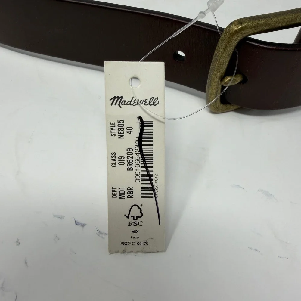 Madewell Leather Classic Buckle Belt Dark Brown Women Size 40 NE805
